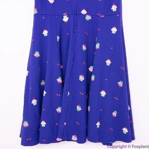 Unique Vintage Gwynnie Bee Cupcake Print Navy Dress, L - Picture 9 of 16